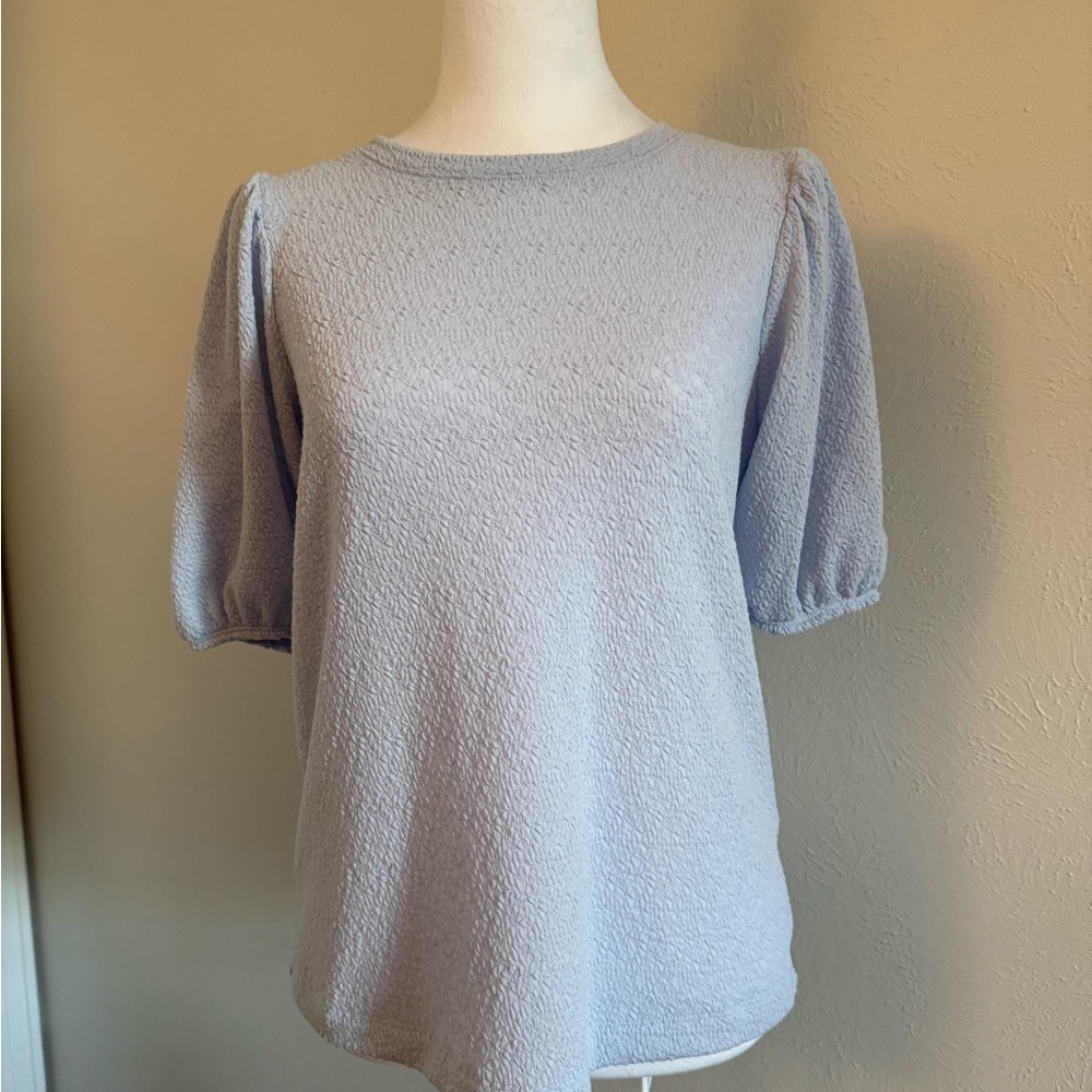 Elegant Blue Puff Sleeve Tp